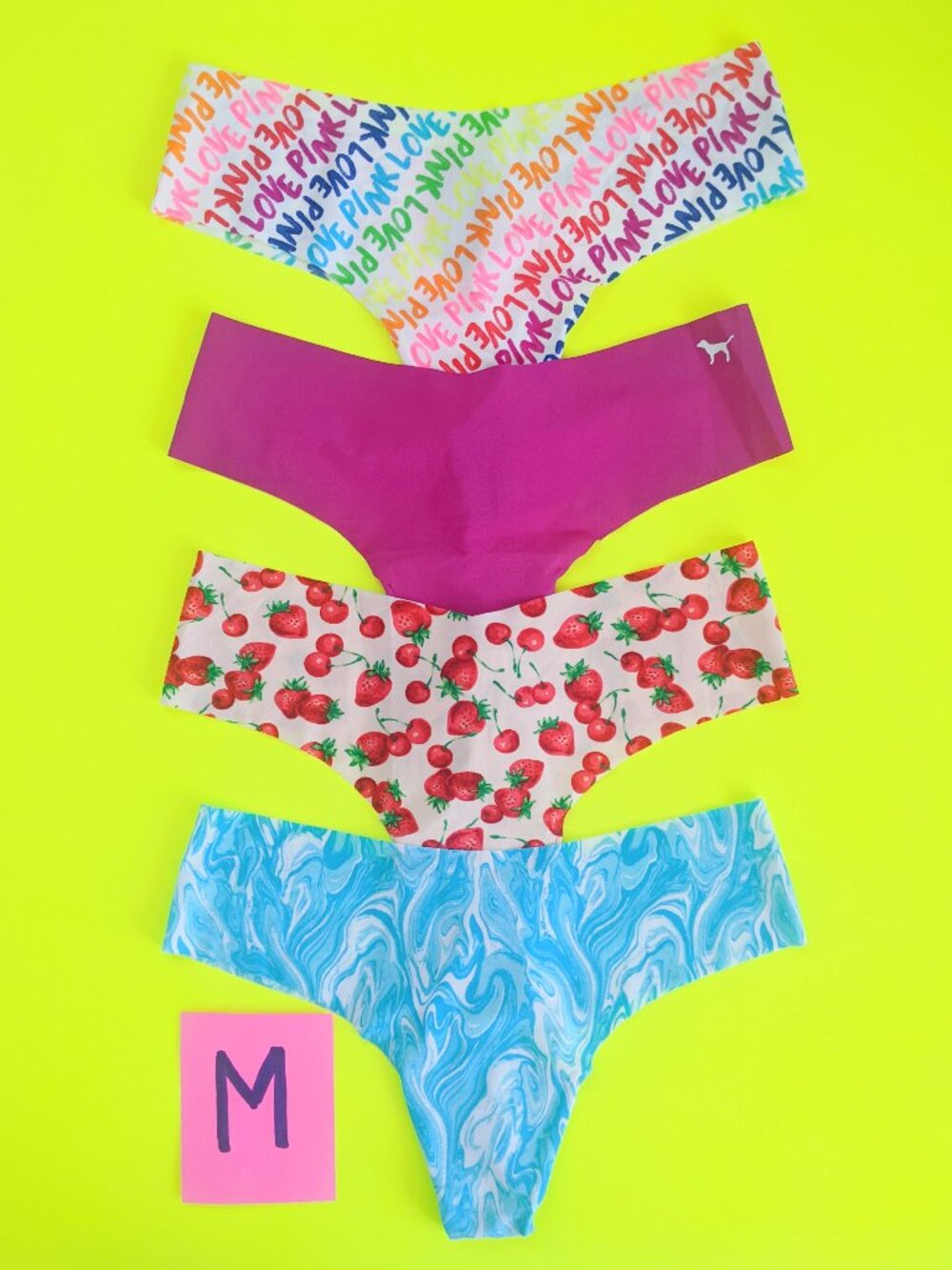 Victoria's Secret PINK Size M Seamless Thong Panty Bundle - 4 pairs